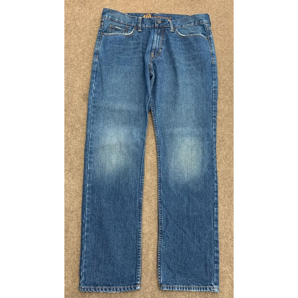 Vintage Bullhead Jeans Mens 33x30 Low Rise Slim Straight Whiskered Y2K Denim